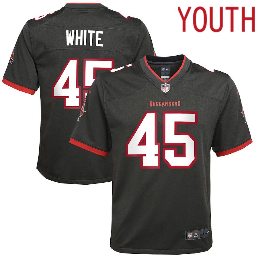 Youth Tampa Bay Buccaneers #45 Devin White Nike Pewter Alternate Game NFL Jersey